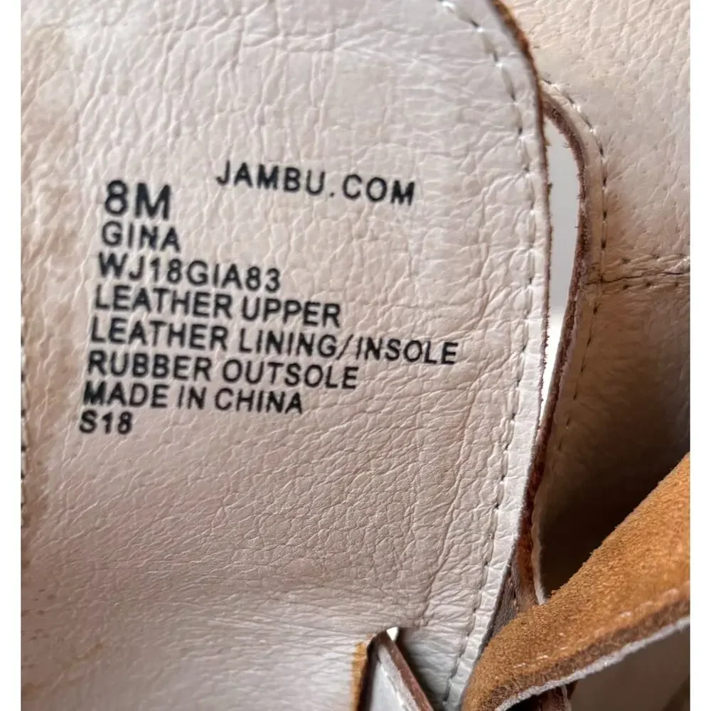 Jambu Handcrafted Suede Wood Platform Sandals Women's Size 8 Brown Peep Toe - Picture 11 of 13
